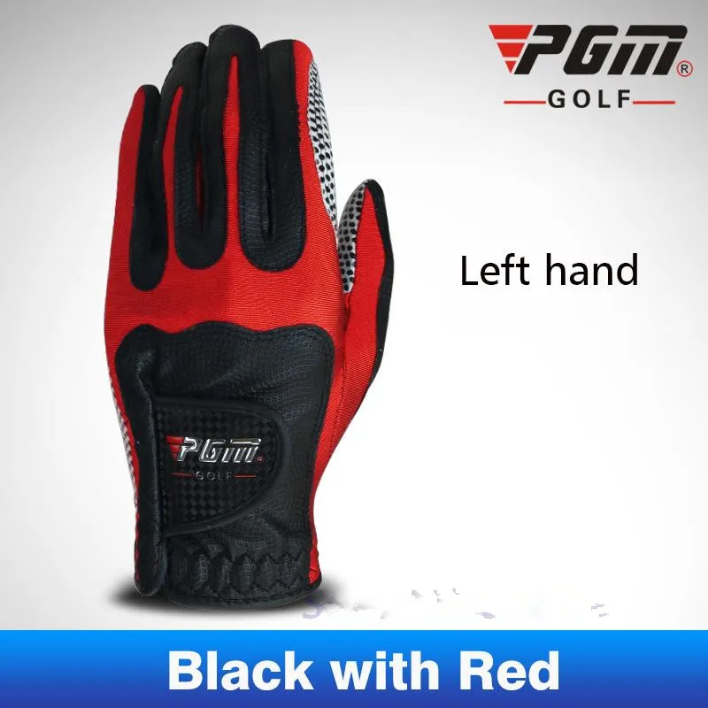 PGM мужские Ультра-волоконные перчатки для гольфа из ткани спортивные высококачественные мужские устойчивые к скольжению перчатки дышащие левые перчатки для гольфа спортивные перчатки - Цвет: Красный