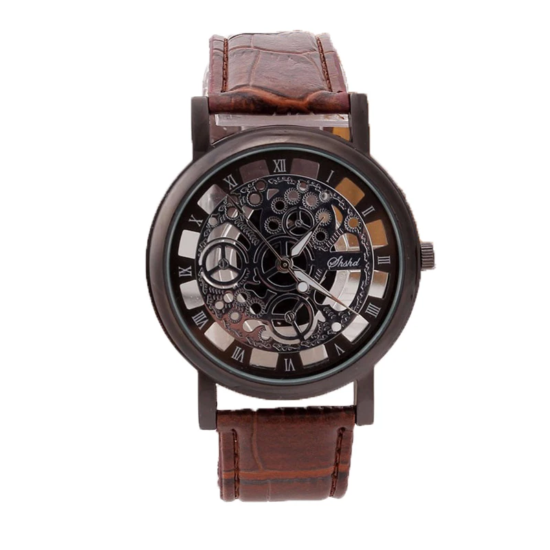 

2016 New Gold Watches Luxury Brand Men's Fashion Hollow Out Watch High Quality Leather Watch Men Watches relojes para hombre