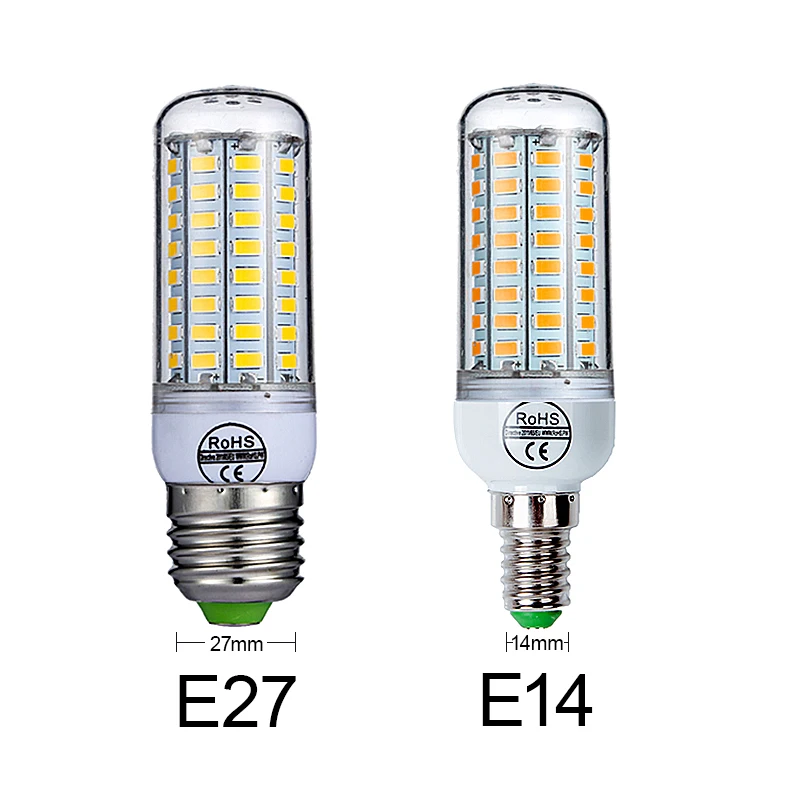 E27 светодиодная лампа E14 Светодиодная AC 220V 240V 24 36 48 56 69 72 LEDs Chandlier Свеча Кукуруза