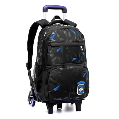 Класс 4-9 водонепроницаемые съемные детские школьные сумки с 6 колесами лестницы детский школьный ранец на колесиках книга сумки мальчики девочки рюкзак - Цвет: Black Blue 6 Wheels