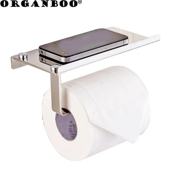 

ORGANBOO 1PC Stainless Steel Bathroom Toilet Paper Holder Phone Holder Shelf Mobile Phones Towel Rack For Bathroom accessories