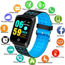 BANGWEI New Smart Wristband Fitness Tracker LED Color Touch Screen Message Heart Rate Time Smart Watch Men Women Sport Watch+Box