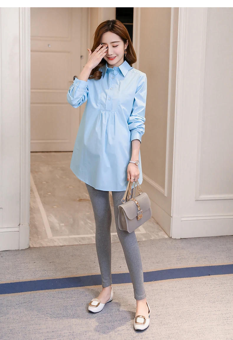 Blusas de Maternidade Camisas da Cintura Roupas para Grávidas Trabalho Formal Linha Laços Soltos Primavera Outono Gravidez Topos 1801 ol Uma 27 Blusas & Camisas