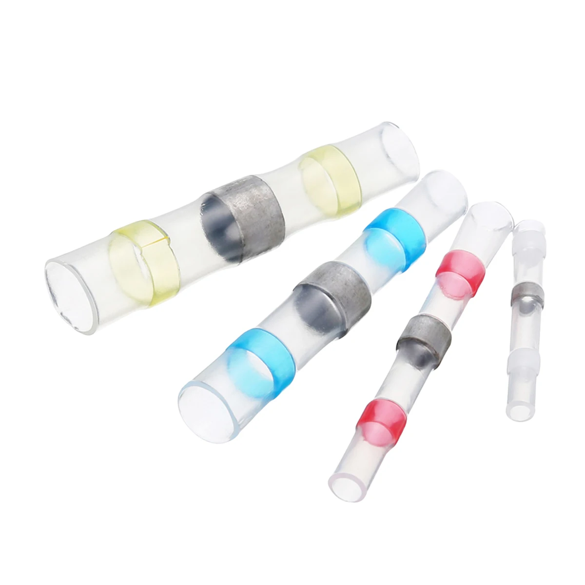 100Pcs Mixed Heat Shrink Sordering Terminals Solder Sleeve Tube Electrical Wire Splice Butt Connectors Kit with Box