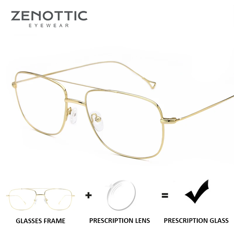 

ZENOTTIC Titanium Alloy Prescription Glasses Men Anti-Blue-Ray Myopia Eyeglasses Frame Optical Photochromic Eyewear Clear 2019