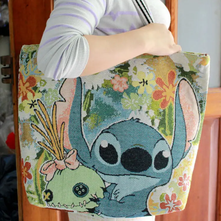 

Hot Lilo&stitch canvas big shoulder bag shopper Bag Anime Birthday tote shopping bags unisex new