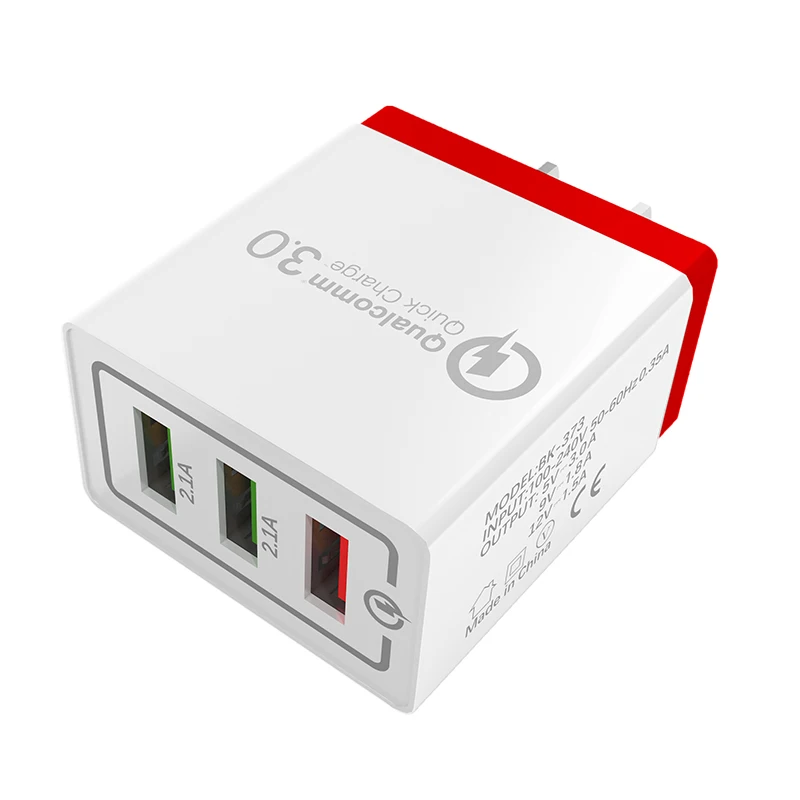 Быстрое USB зарядное устройство для телефона, высокое качество, 3 порта, для iPhone 7, 8, X, XR, универсальное 18 Вт USB зарядное устройство для мобильного телефона samsung s8 - Тип штекера: Fast charger Red