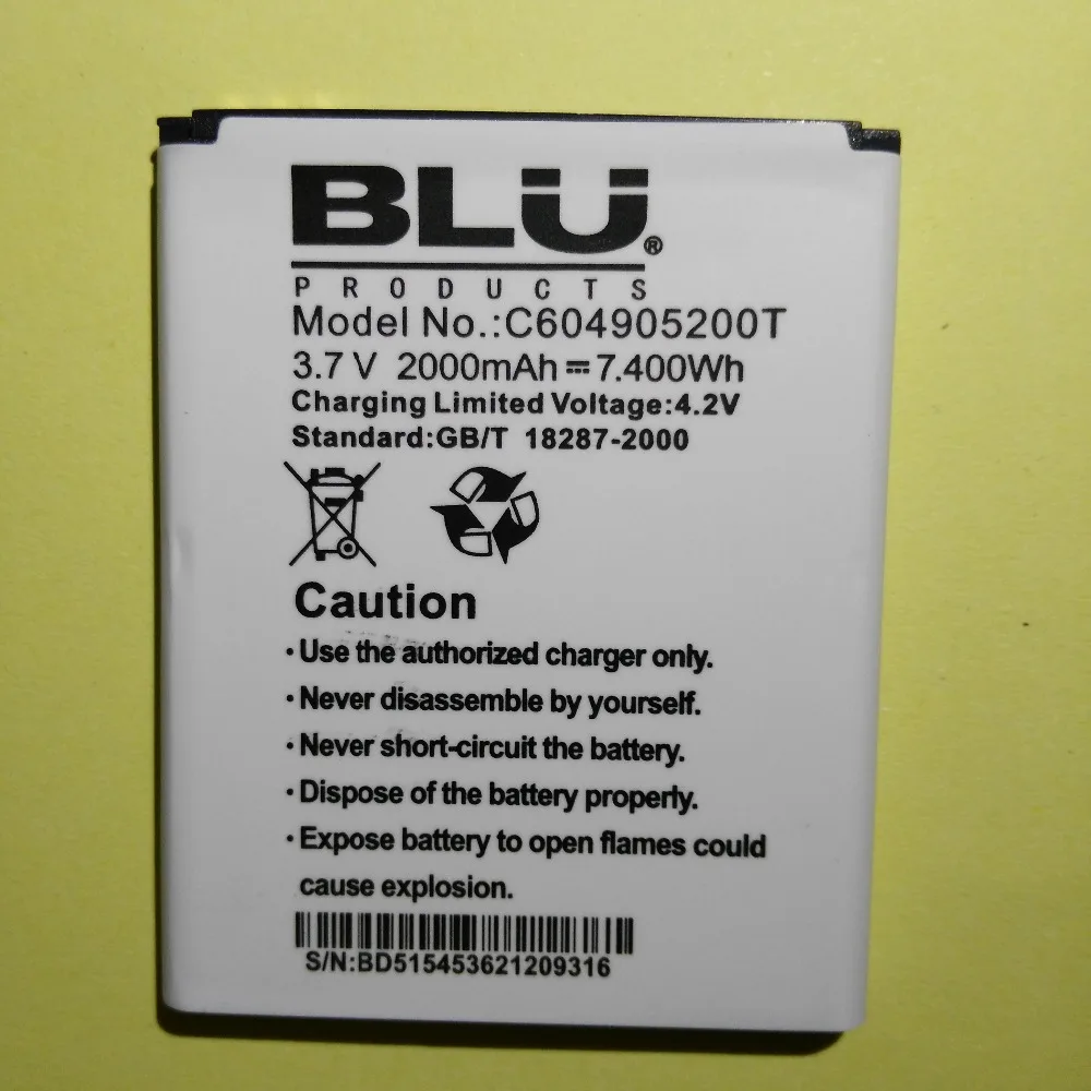 Розничная продажа Blu c604905200t оригинальный мобильный телефон замена Батарея для BLU