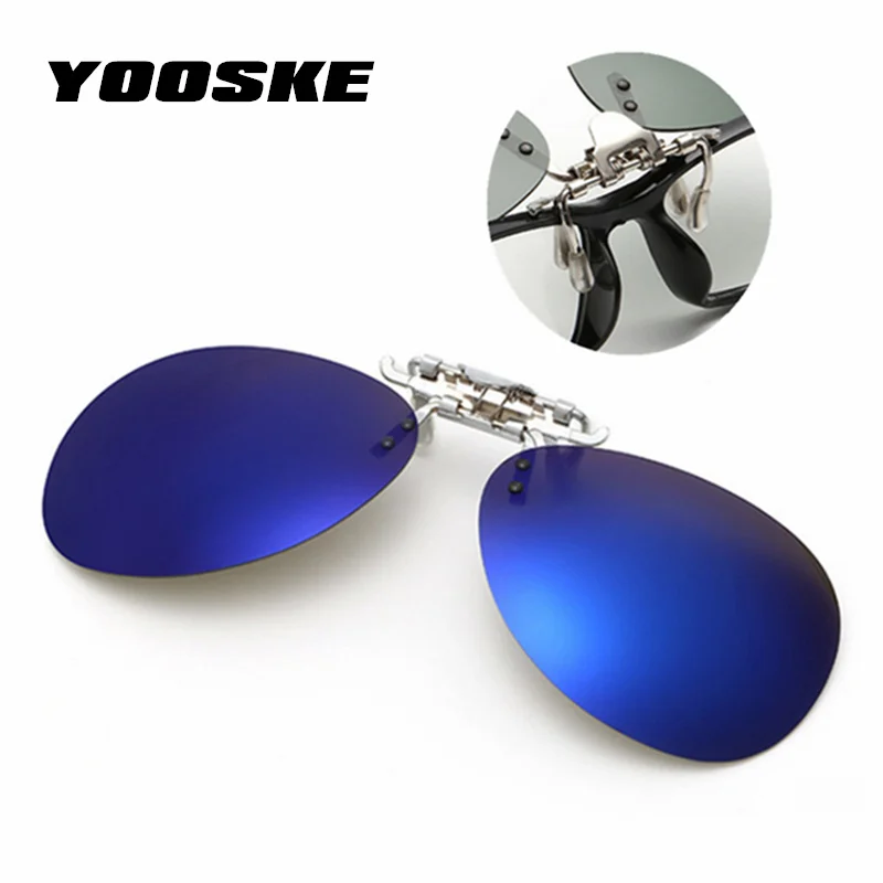 

YOOSKE Frameless Pilot Polarized Sunglasses Men Clip On Sunglass Women Flip Up Myopia Eyeglasses Night Vision Goggles Glasses