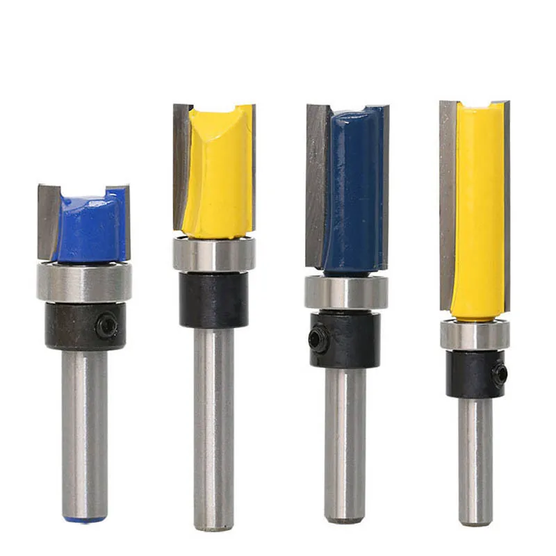 

8mm 1/4" Shank Woodworking Router Bit For Wood Tungsten Carbide CNC Tool Straight Trimming Milling Cutter With Bearing