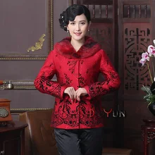 Бренд Новое поступление осень-зима Китайская традиционная Для женщин волос воротник тонкий стеганая куртка пальто L XL XXL 3XL MTJ20150061