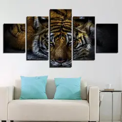 Живопись Framework Современная Холст HD печати стены Книги по искусству фотографии 5 шт. животных тигра модульная плакат для Гостиная украшения