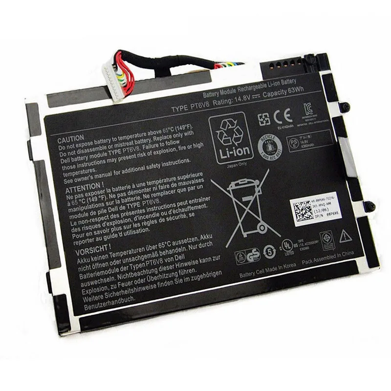 7XINbox 14 8 V 63Wh 4200mAh Оригинальный аккумулятор для ноутбука 8P6X6 P06T PT6V8 T7YJR Dell Alienware M11x M14x