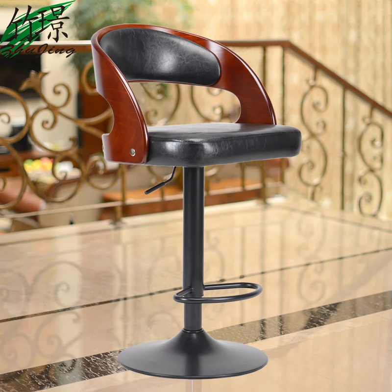 

American solid wood barstool bar chair liftable European fashion bar chair