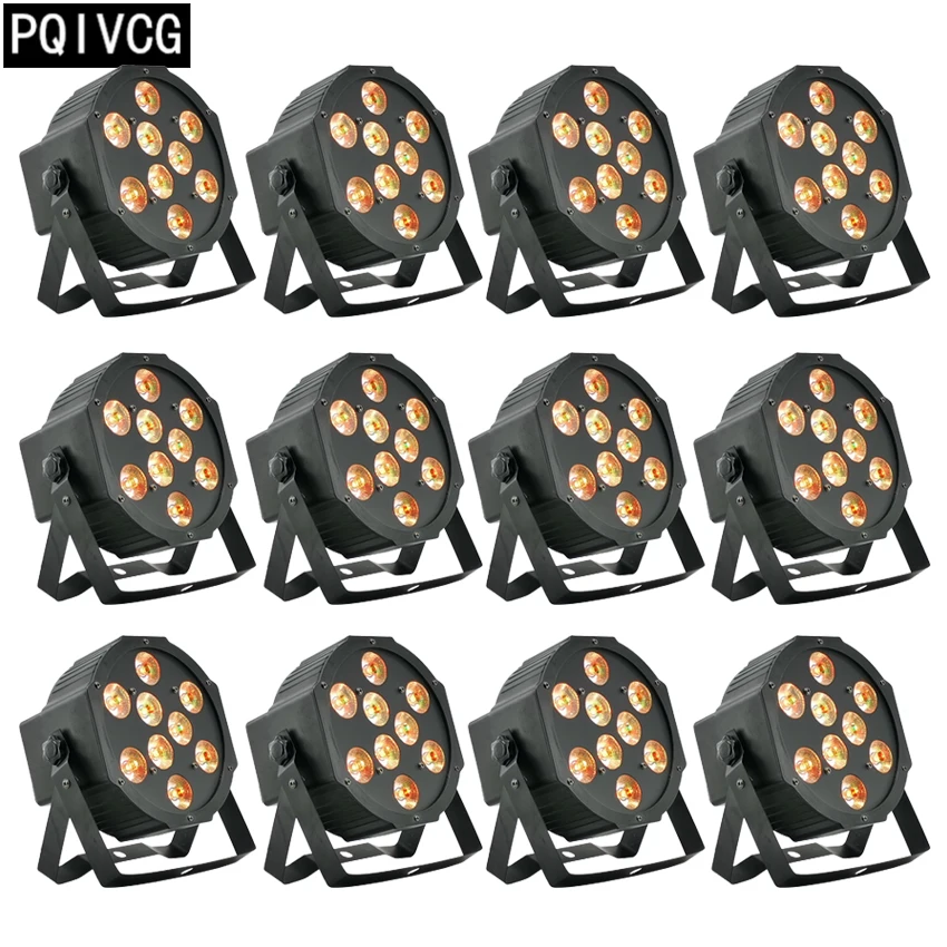 

12pcs/ 9x12w led Par lights RGBW 4in1 flat par led dmx512 disco lights DJ lights