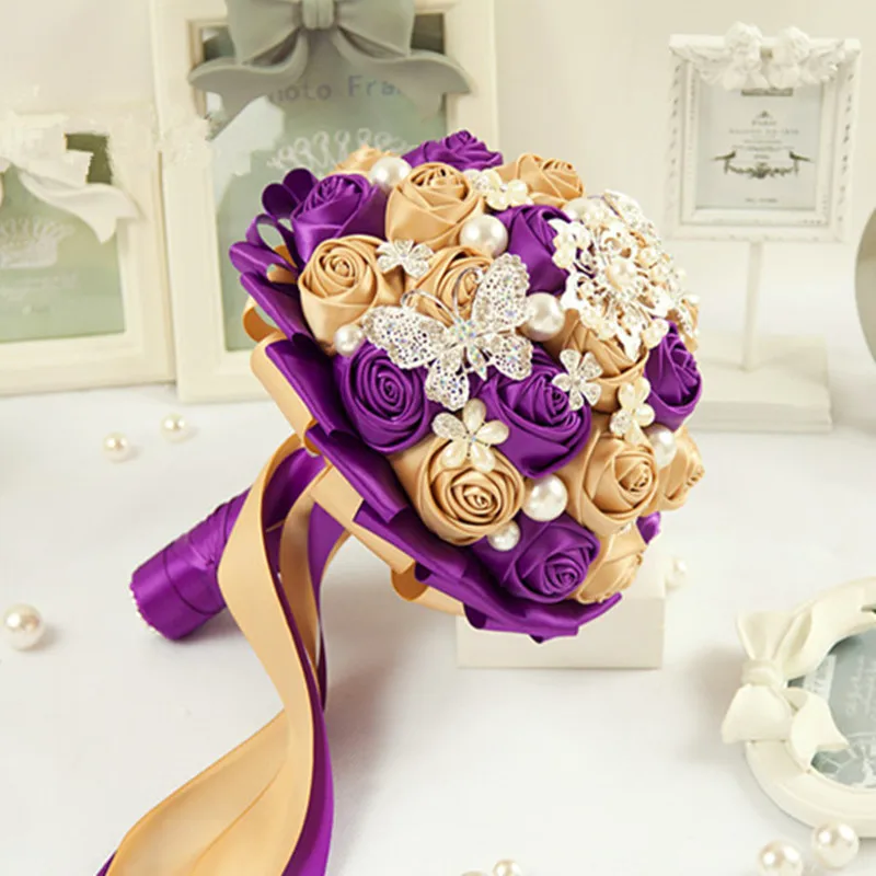 Dorigine De Haute Qualité En Or Champagne Bouquet De Mariée