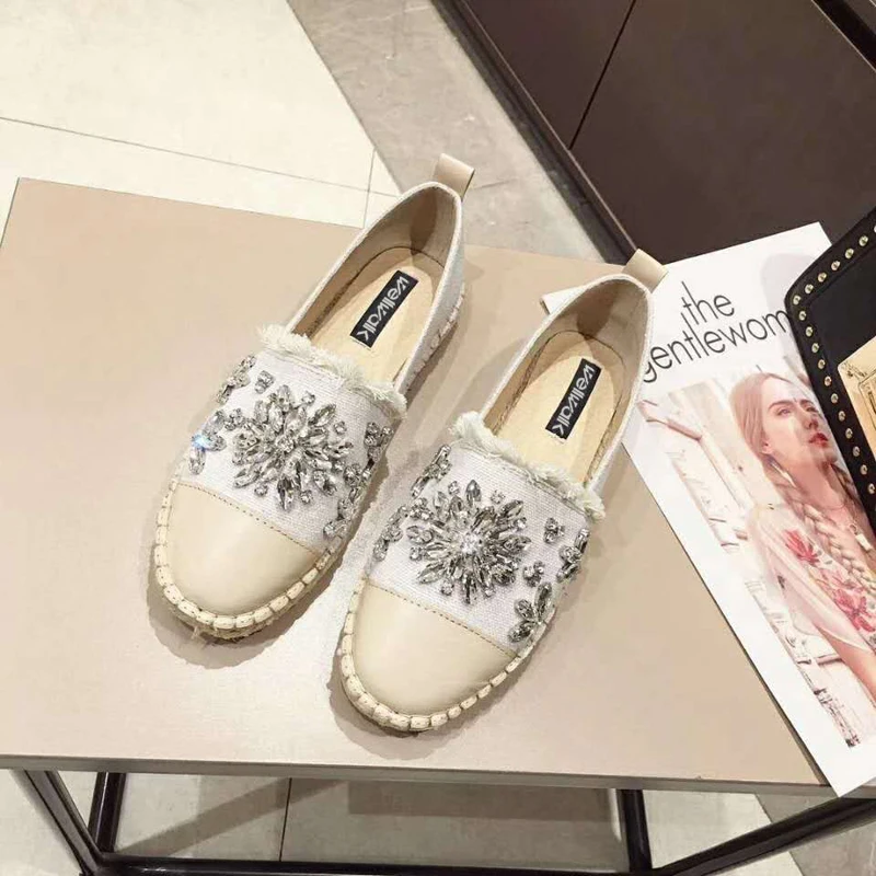 Wellwalk espadrilles/женские туфли в стиле Дерби, лоферы без шнуровки, женские балетки на плоской подошве, женские мокасины с кристаллами и бантом