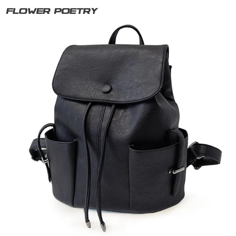 

2017 Brand Backpack Women Backpacks Solid Vintage Girls School Bags for Teenage Girls Black PU Leather Women Mochila Pink Blue