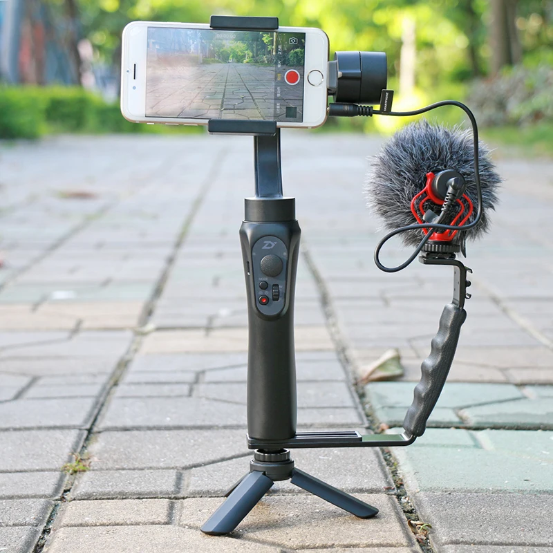 Универсальный мини-штатив+ микрофонная стойка держатель Г-образный кронштейн Камера с пистолетной рукояткой 2 крепление для горячего башмака для Zhiyun Smooth Q/3 DJI Osmo/Rode Videomic