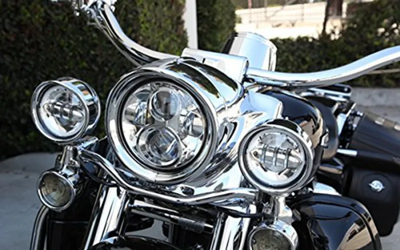 Halo Ring Light Set DOT Approved Motorcycle 7 Inch LED Headlight+ 2x 4-1/2" Fog Light Passing Lamps for Motorcycle