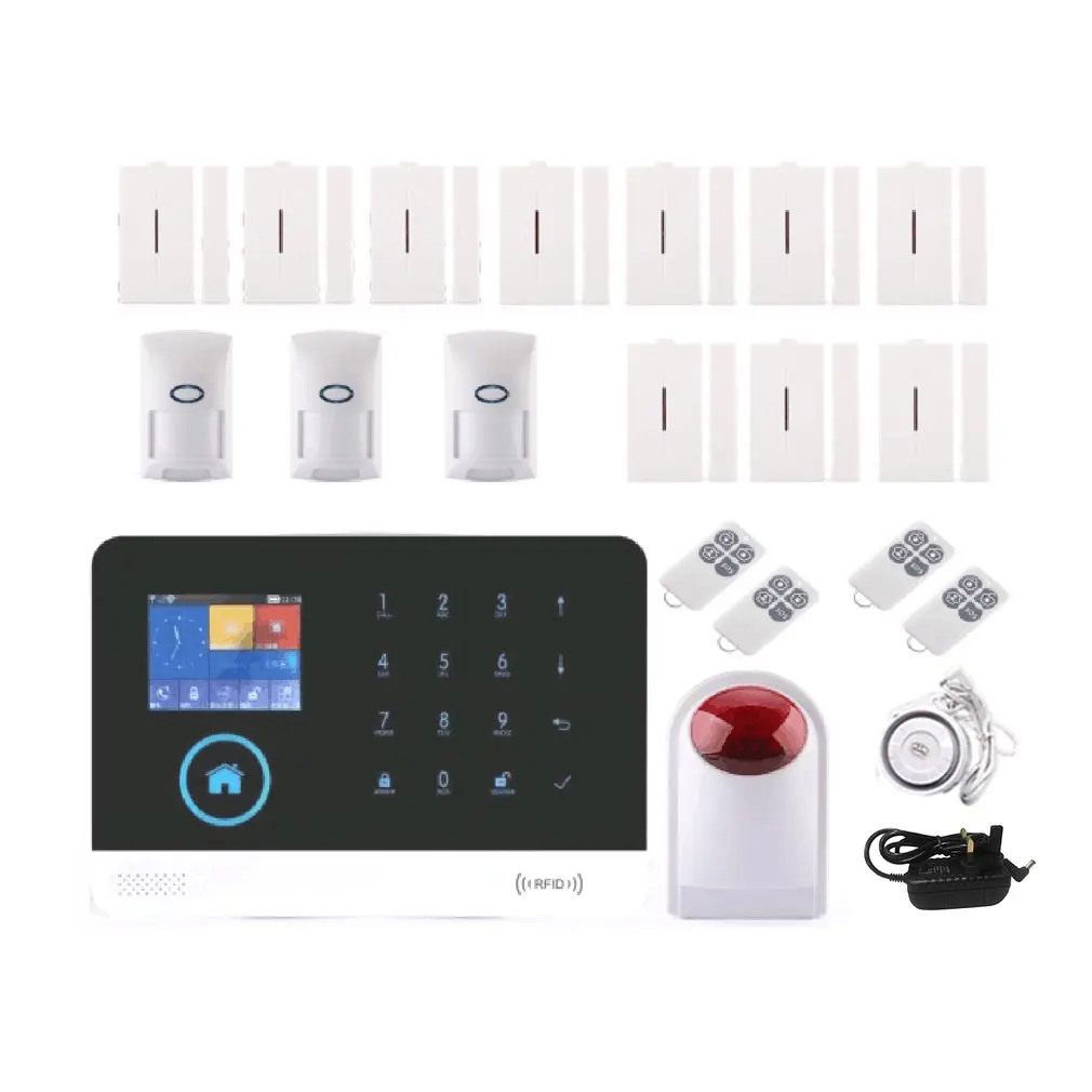 

WIFI/GSM/3G/GPRS Wireless Home Door RFID Burglar Security LCD Touch Keyboard Motion Detector GSM Alarm System Sensor 433mhz Kit