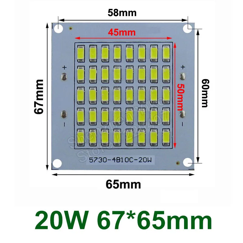 1 шт. Полный мощный светодиодный прожектор PCB 10 Вт 20 Вт 30 Вт 50 Вт 70 Вт 100 Вт 150 Вт 200 Вт SMD5730 СВЕТОДИОДНЫЙ печатной платы, алюминиевая пластина для Светодиодный прожектор - Испускаемый цвет: 20W 67x65mm