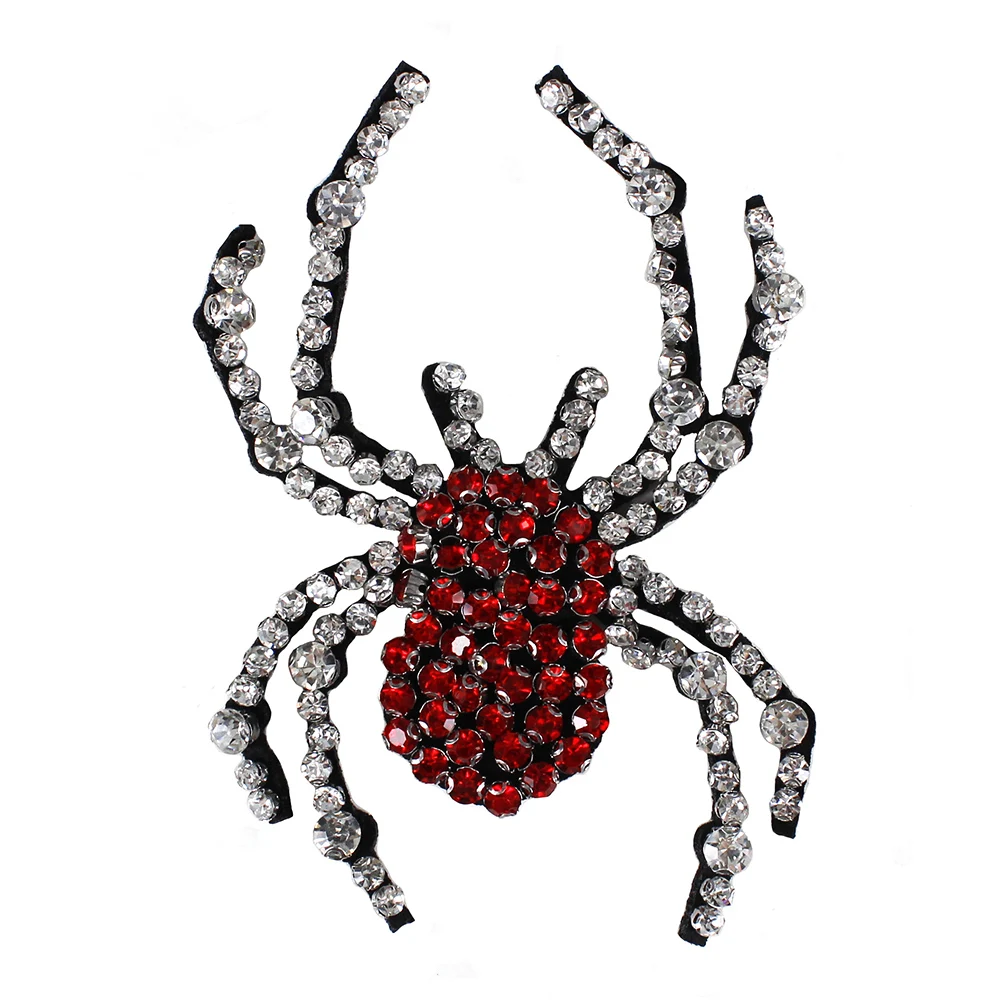 10pieces Beaded Rhinestones Spider Fabric Patches Applique Badge Sewing