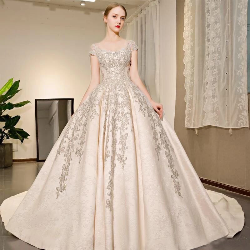 Long Train Princess Lace Wedding Dresses Wedding Dress