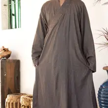 Весенне-осенняя одежда унисекс из хлопка и льна, буддийский монах, платье, халат с изображением дзен, медитация, Шаолиньское Кунг-фу, кофейный костюм