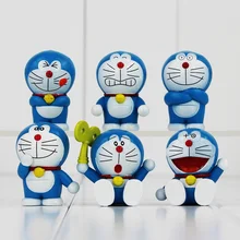 6 шт./слот милые Doraemon Мини-фигурки из ПВХ Doraemon модели игрушки рождественские подарки