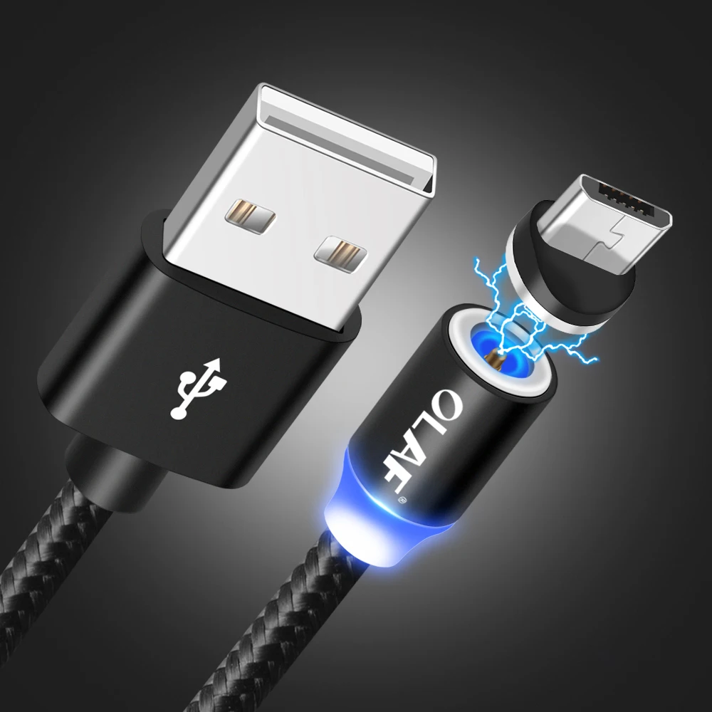 Олаф Магнитный кабель USB кабель с нейлоновой оплеткой Магнит Micro USB кабель для huawei данных Зарядное устройство для подключения кабеля к кабелю для Xiaomi samsung Android мобильного телефона