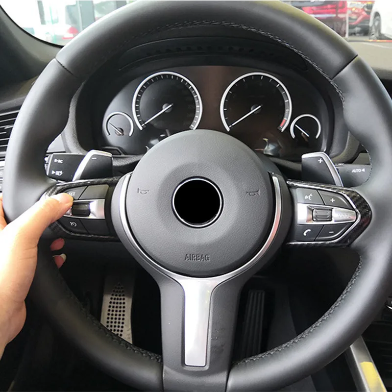 Автомобильная оплетка рулевого колеса кнопка декоративная рамка, обшивка, Накладка для BMW M2 M3 M4 M5 3 серии 330i ABS 2 шт. внутренний стиль наклейки