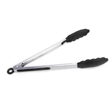 Stainless Steel Silicone Tongs BBQ Clip Salad Serving Clamp Kitchen Utensil Tool W15