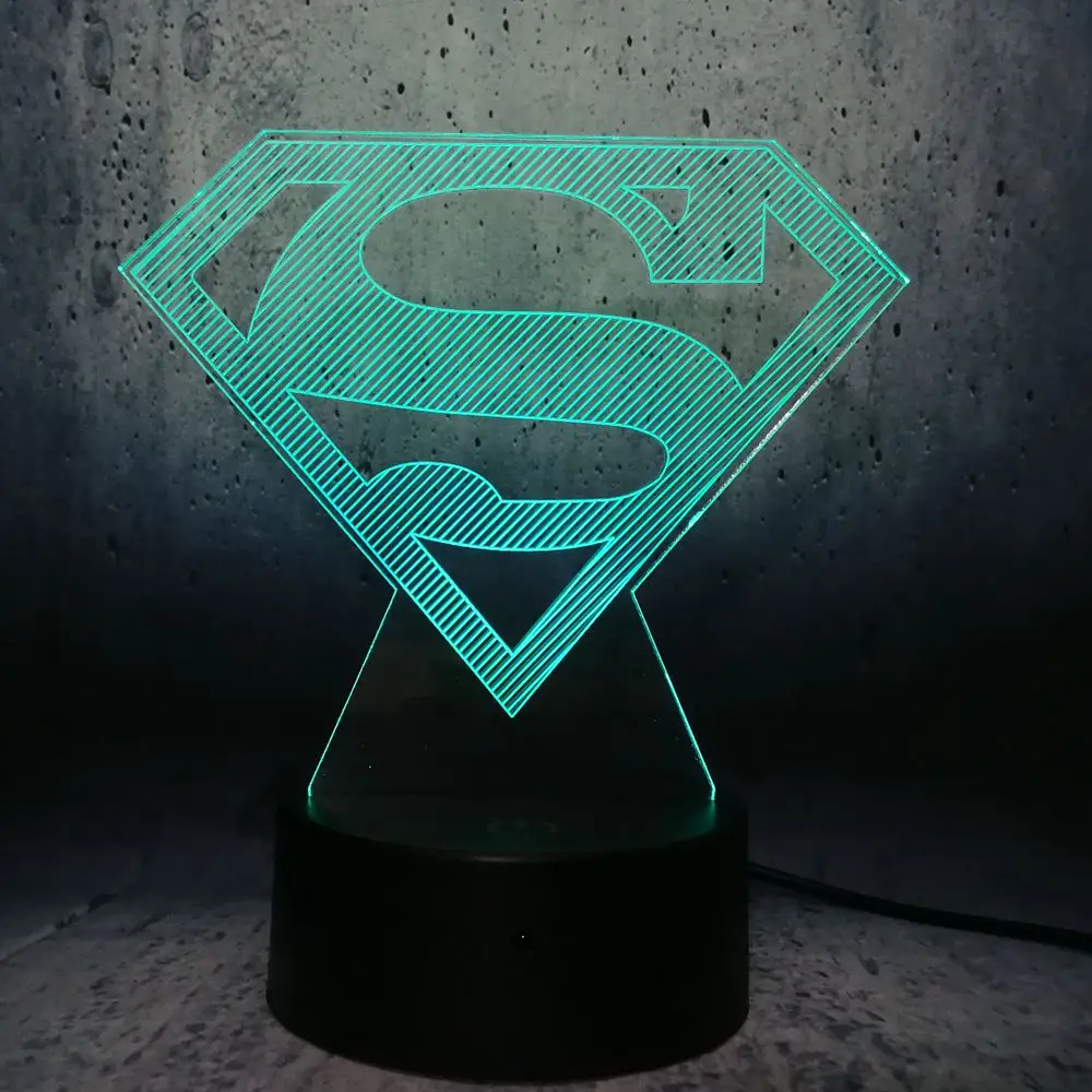 Us 3 98 20 Off Logo Of Superman 3d Led Lamp Room Decor Simple Style Moon Lighting Desk Night Light Have 3 Type Base To Choose Children Gifts In Led