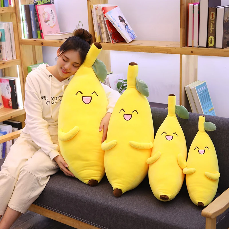 

50-90cm Giant Soft Cartoon Smile Banana Plush Toys Stuffed Fruit Cushion Pillow Creative Girls Valentine's Gift Plush Toy Doll