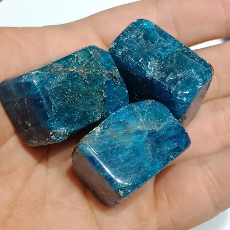 

DHXYZB 3pcs Natural Blue apatite gravel square energy stone Crystal Quartz Mineral Specimen Fish Tank Garden home Decora 20-30mm