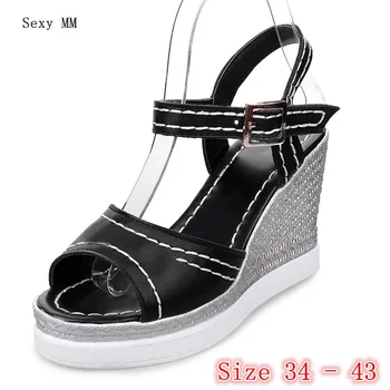 

Women Platform High Heel Wedge Sandals Peep Toe Shoes Woman Summer High Heels Wedges Gladiator Sandals Plus Size 34- 40 41 42 43