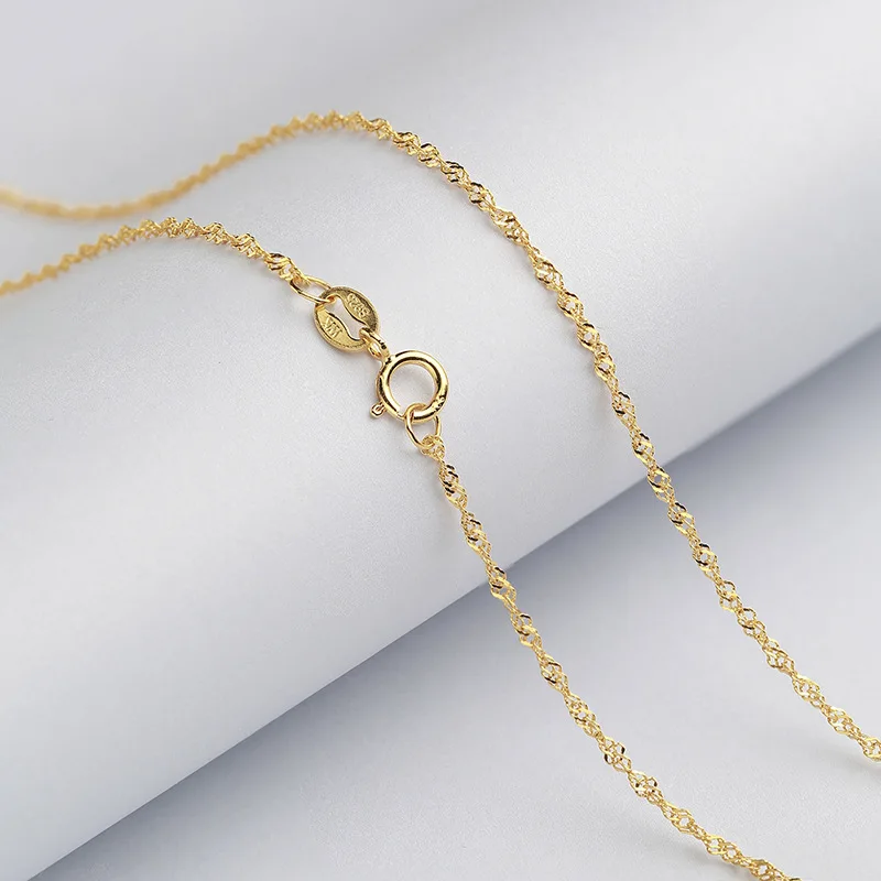 

Long Necklace Water Wave Chain 1.3mm Sterling Silver Necklace for Women 3 Colors Gold Cover Wave Necklace 925 Jewelry Wholesale