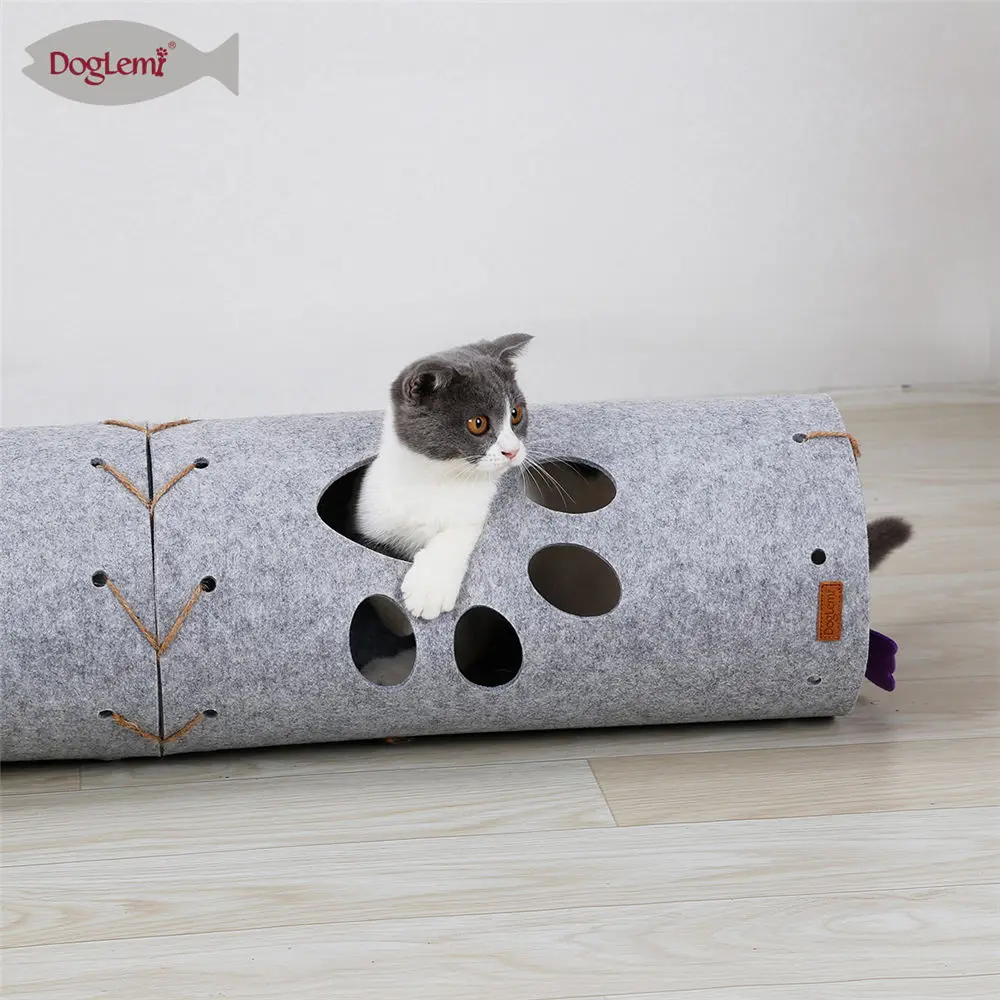 Игрушка-туннель для питомцев кошек длиной 45 см, обучающая игрушка для кошек «сделай сам», сшивание для кошек, Интерактивная Складная туннельная трубка, игрушка для питомцев