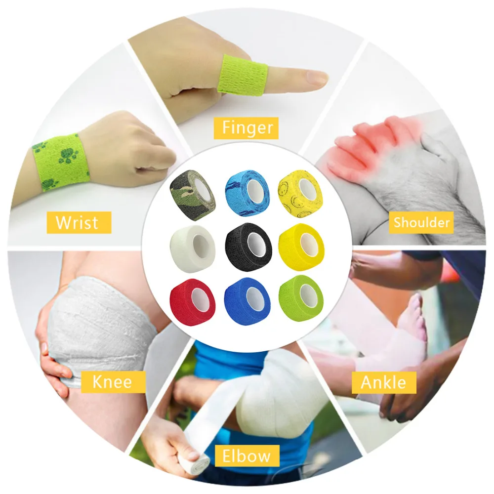 

Nonwoven Waterproof Self Adhesive Elastic Bandage Tattoo Handle Grip Wrap Finger Wrist Protection Aid Medical Tape Accesories