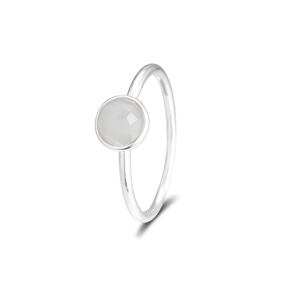 

June Droplet Rings With Grey Moonstone 100% 925 Sterling Silver Fine Jewelry Free Shipping