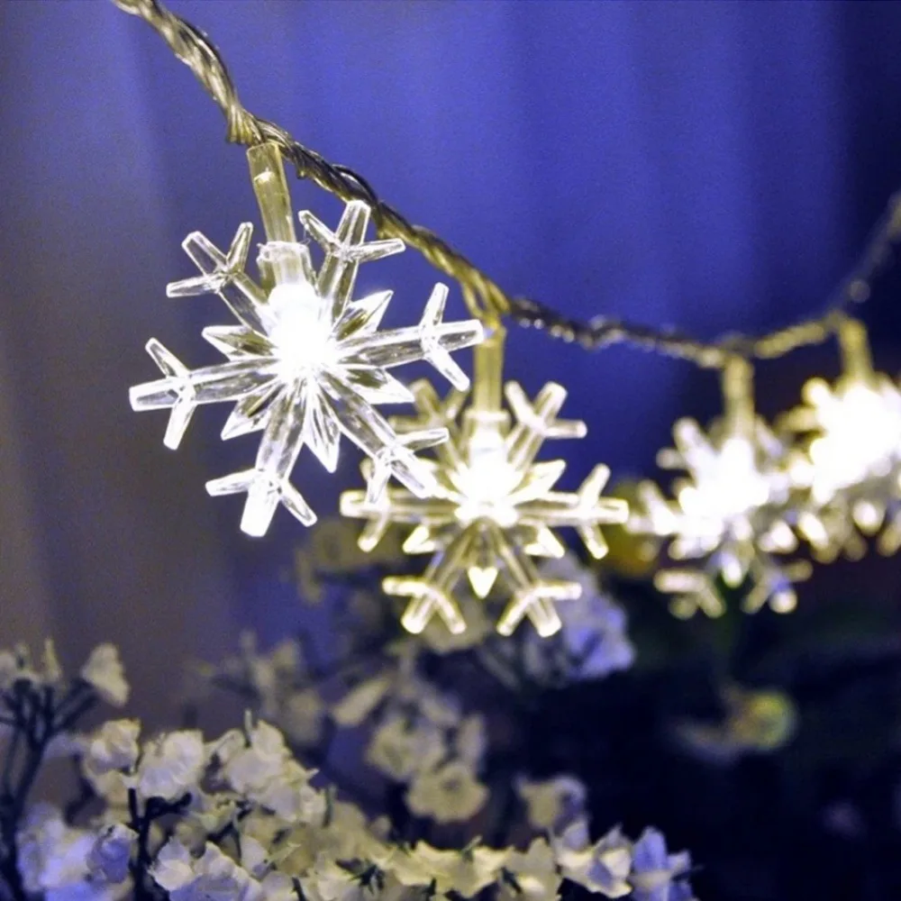 Рождественсветодио дный ская елка Снежинки провод светодиодная гирлянда Фея свет рождественвечерние домашняя Свадебная гирлянда сад