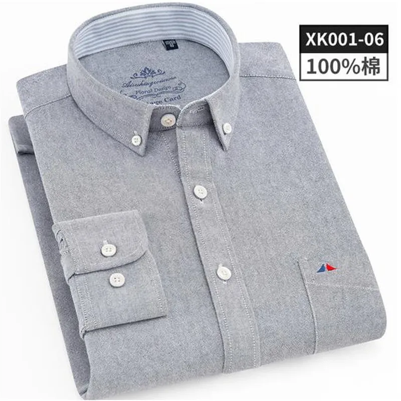 

Male camisa masculina 100% Cotton Mens shirts Long Sleeve Brushed Luxury Casual Solid Dress Shirt With Left Pocket Comfortable