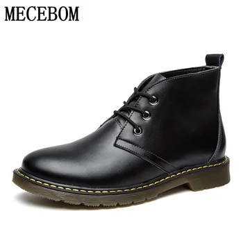 

Leisure British Men's Boots Autumn Men's Black Leather Shoes Lace-up Men Casual Ankle Boots Botas hombre size 39-44 3001m