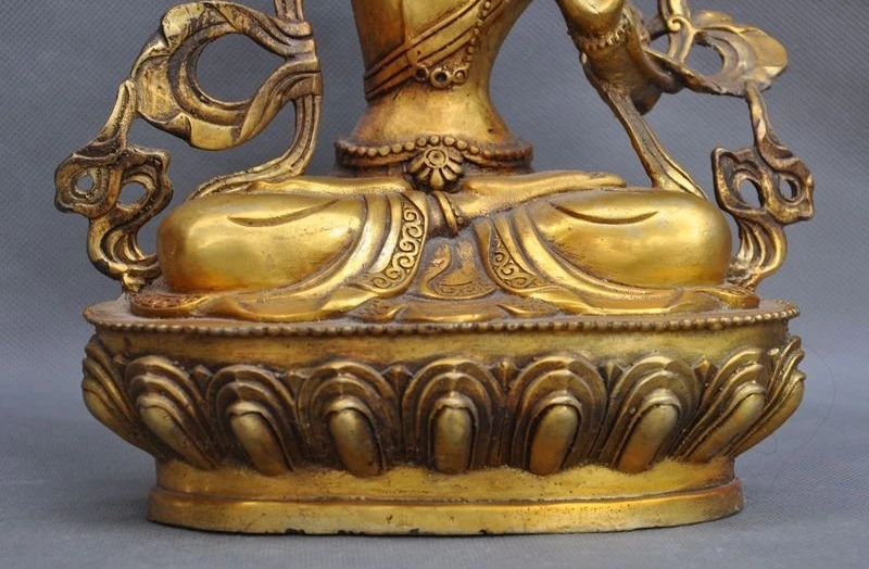 12 &quotдревнетибетский буддизм Бронзовая позолота kwan yin GuanYin Манджушри Бодхисаттва