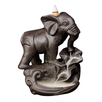 

Backflow Incense Burner Elephant god Emblem Auspicious and Success Ceramic Cone Censer Home Decor