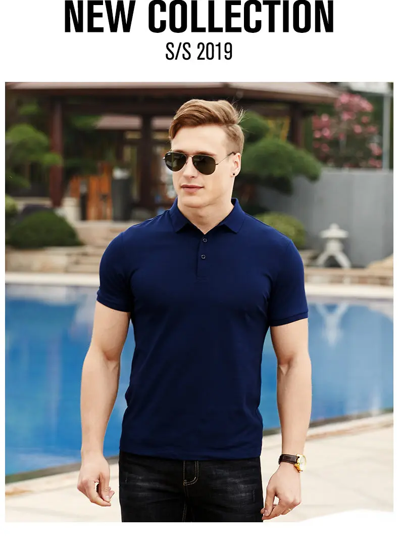 Polo Men Summer Short Sleeve Solid Quality Cotton Men Polos Male Brand Chinese Clothing Basic Fast Dry Top Tees 2019 Spring New 05