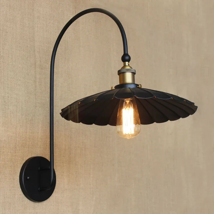 

Modern Vintage Loft Adjustable Wall Light Retro Wall Lamp Wall Sconce Lamp Fixtures Diameter 24/34cm Black Lampshade E27