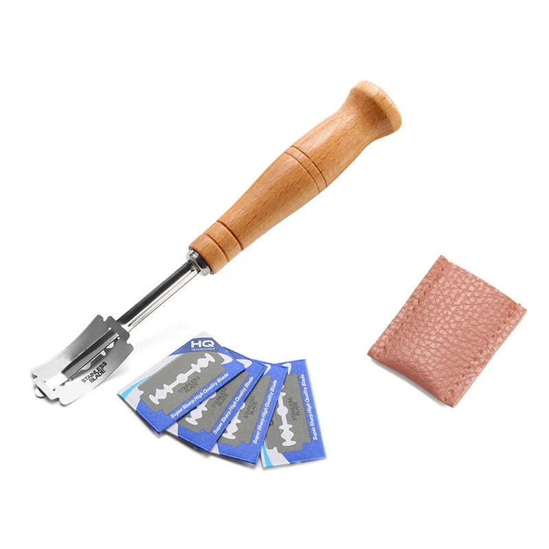 Хлебопекарный резак инструмент для разрезания теста, бритва с деревянной ручкой, жаропрочная форма для хлеба, клеевой инструмент BDF99 - Цвет: Белый