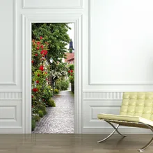 Door Sticker 3D Pastoral Stairs Landscape Wallpaper Living Room Restaurant PVC Self-Adhesive Waterproof Door Decals Wall Sticker door stickers landscape waterproof living room bedroom door wallpaper self adhesive art wall decals imitation 3d wall sticker